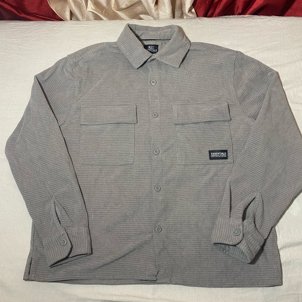 Essentials Gray Men's Shirt Jacket
